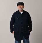 Indigo Gauze Double Woven 908 Gatcha-Pocket Shirt Male Model