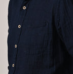 Indigo Gauze Double Woven 908 Loafer Button Down Shirt Detail