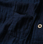 Indigo Gauze Double Woven 908 Loafer Button Down Shirt Detail