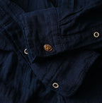 Indigo Gauze Double Woven 908 Loafer Button Down Shirt Detail