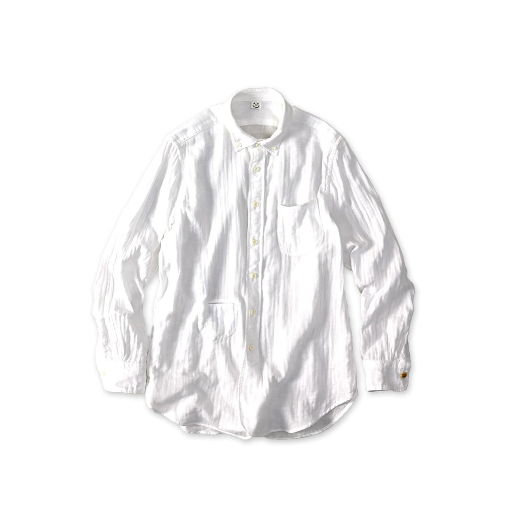 Gauze Double Woven 908 Loafer Button Down Shirt White