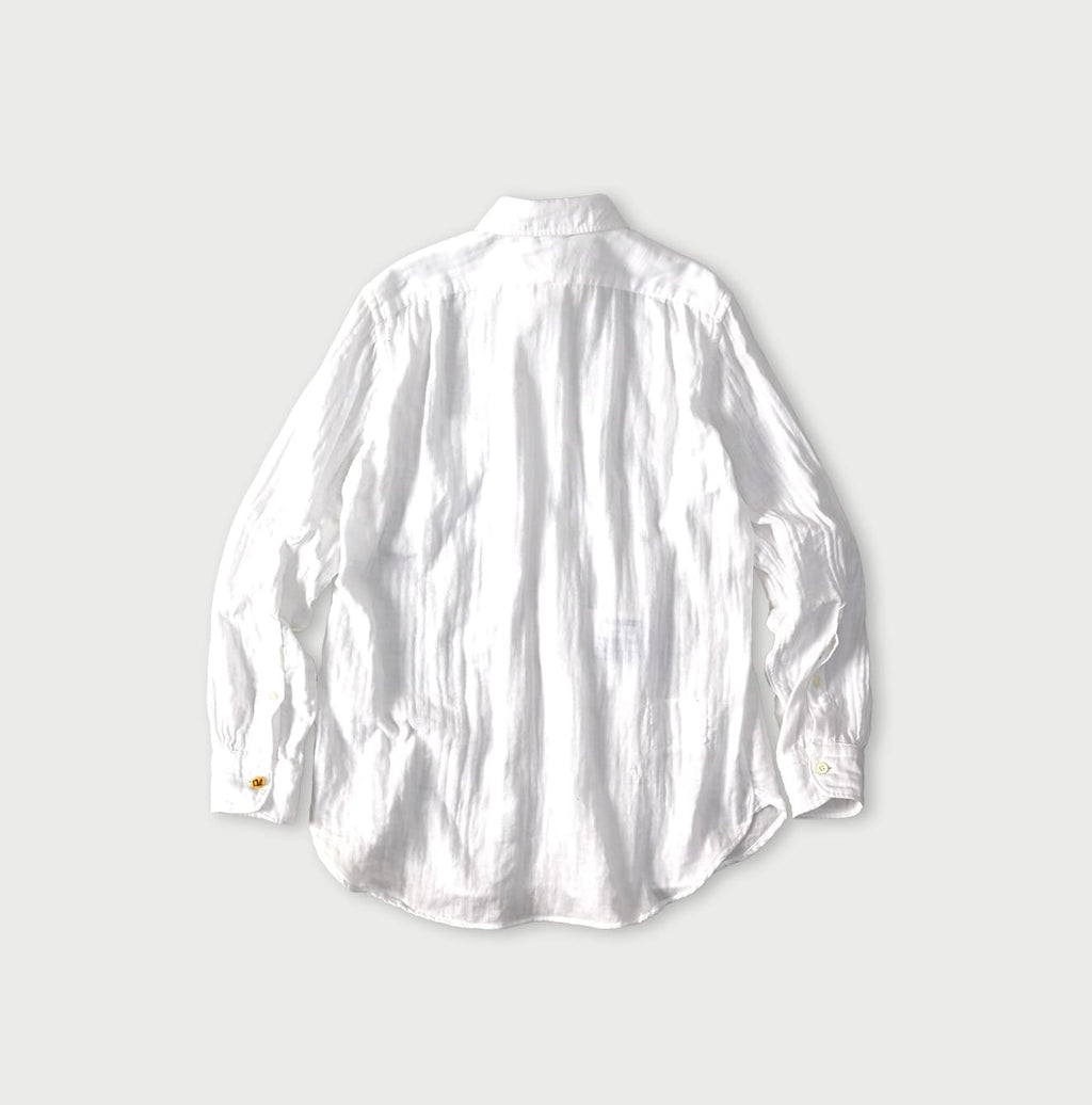 Gauze Double Woven 908 Loafer Button Down Shirt White Back