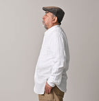 Gauze Double Woven 908 Loafer Button Down Shirt White Male Model