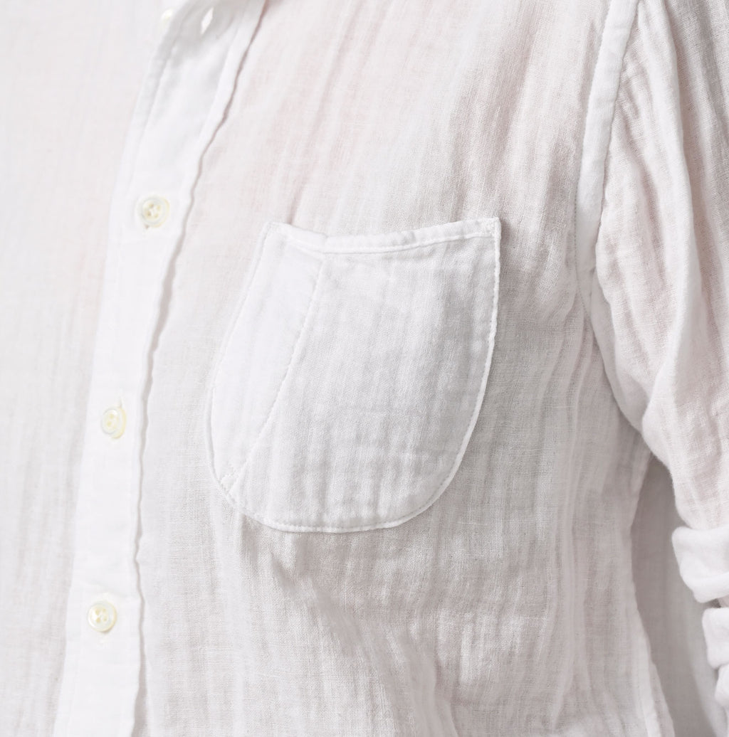 Gauze Double Woven 908 Loafer Button Down Shirt White Detail