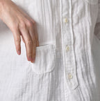 Gauze Double Woven 908 Loafer Button Down Shirt White Detail