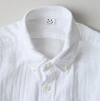 Gauze Double Woven 908 Loafer Button Down Shirt White Detail