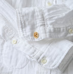 Gauze Double Woven 908 Loafer Button Down Shirt White Detail