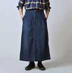 Work Indigo Painter Skirt Zyu Female Model