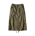 Back Satin Cargo Skirt Gray Khaki