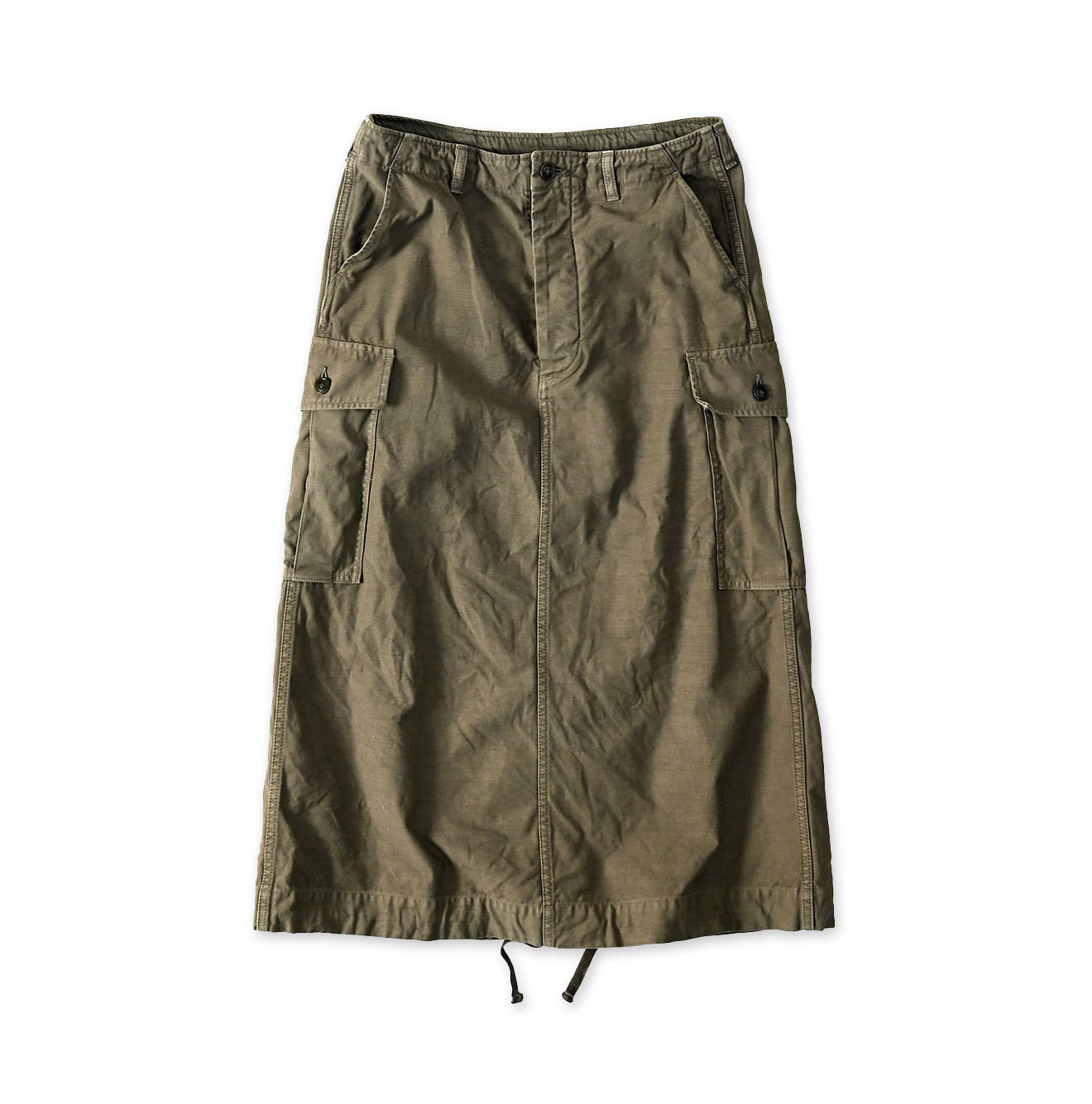 Back Satin Cargo Skirt Gray Khaki