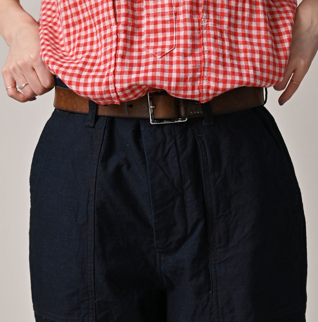 Indigo Back Satin 908 Baker Pants Detail