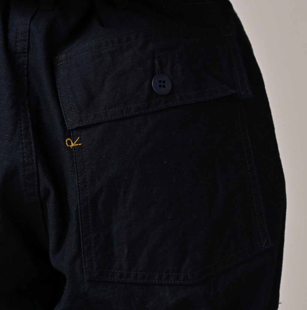 Indigo Back Satin 908 Baker Pants Detail