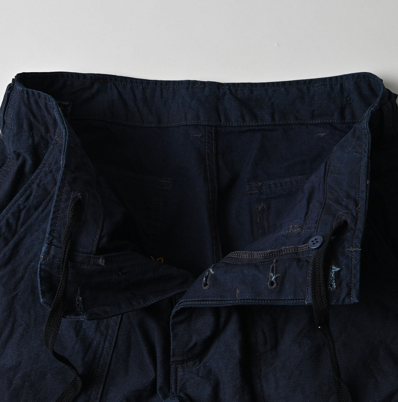 Indigo Back Satin 908 Baker Pants Detail