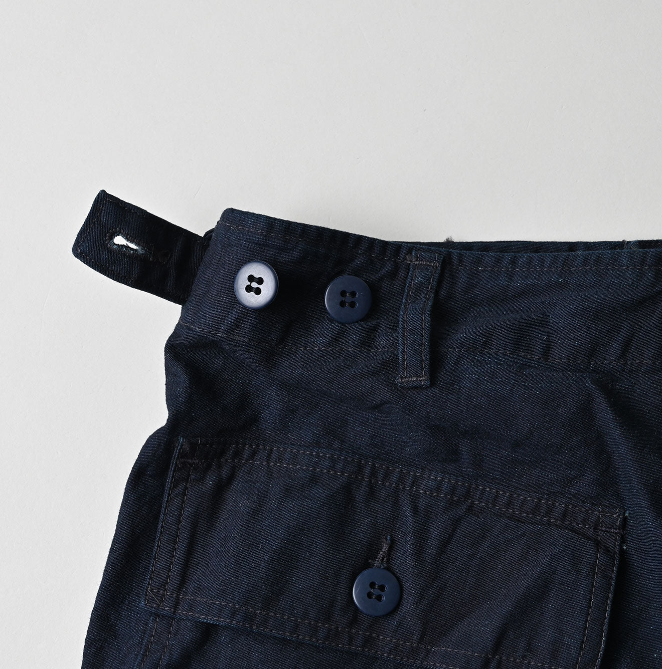 Indigo Back Satin 908 Baker Pants Detail