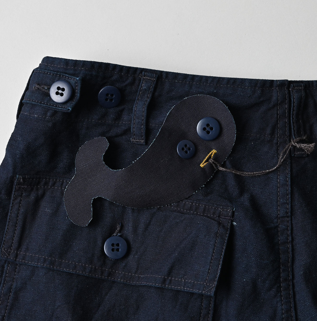 Indigo Back Satin 908 Baker Pants Detail