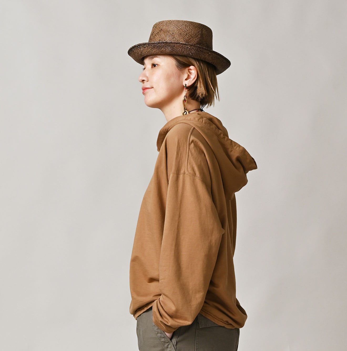 Supima Peach Inlay 908 Hoodie Female Model