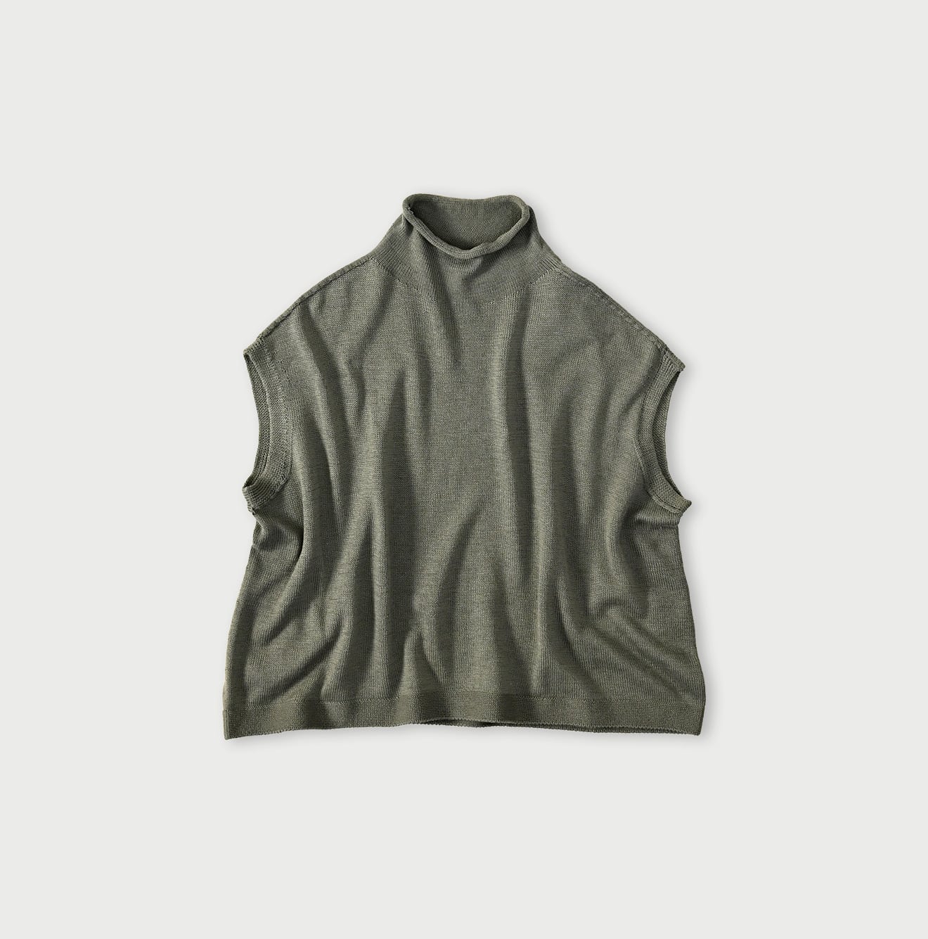 Low Gauge Super Gauze M Vest Gray Khaki Top