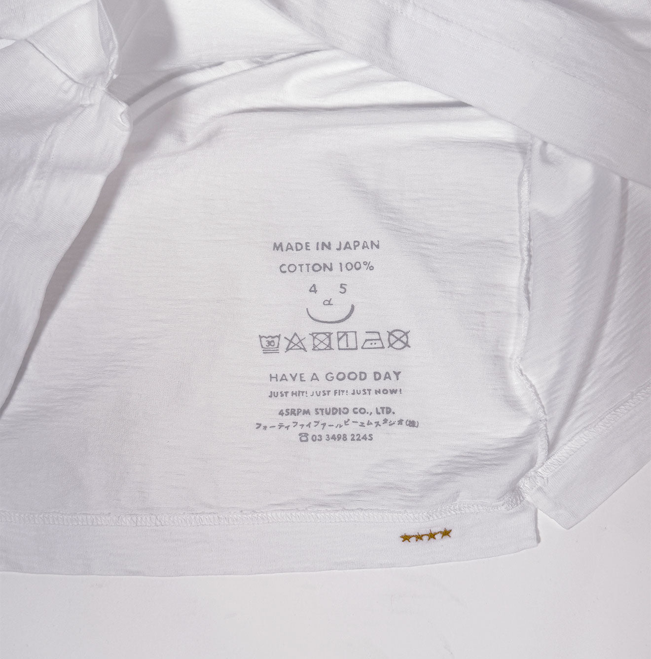 White KA Boys 45 Star T-shirt Detail