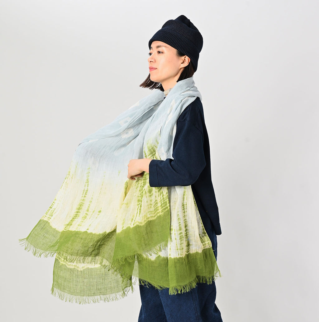 Indian Linen Tie-dye Stole Female Model