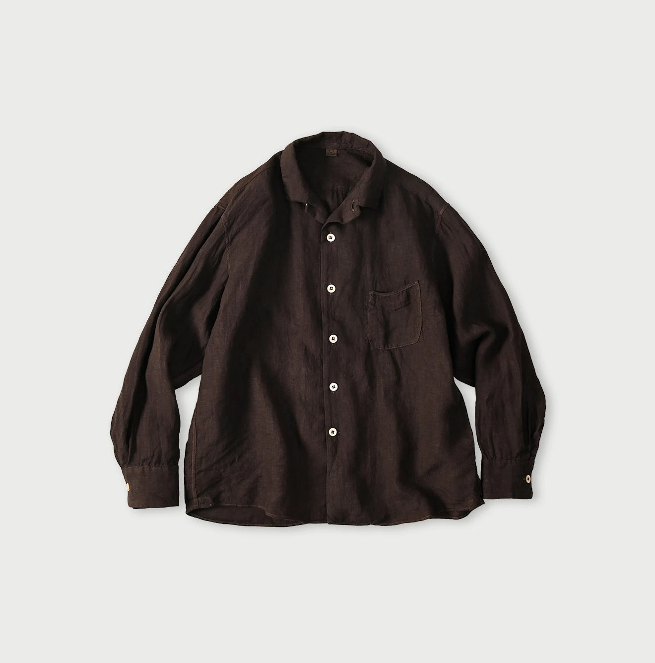 45 Plant Dyed Indian Linen 908 Marchal Shirt Walnut