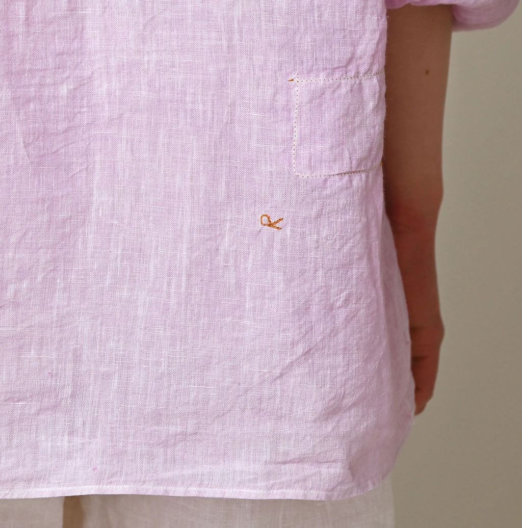 45 Plant Dyed Indian Linen 908 Marchal Shirt Detail