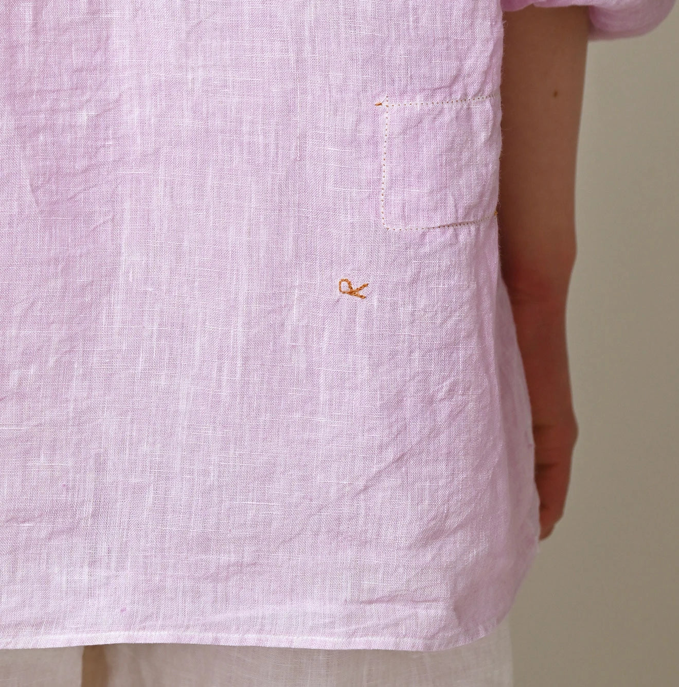 45 Plant Dyed Indian Linen 908 Marchal Shirt Detail
