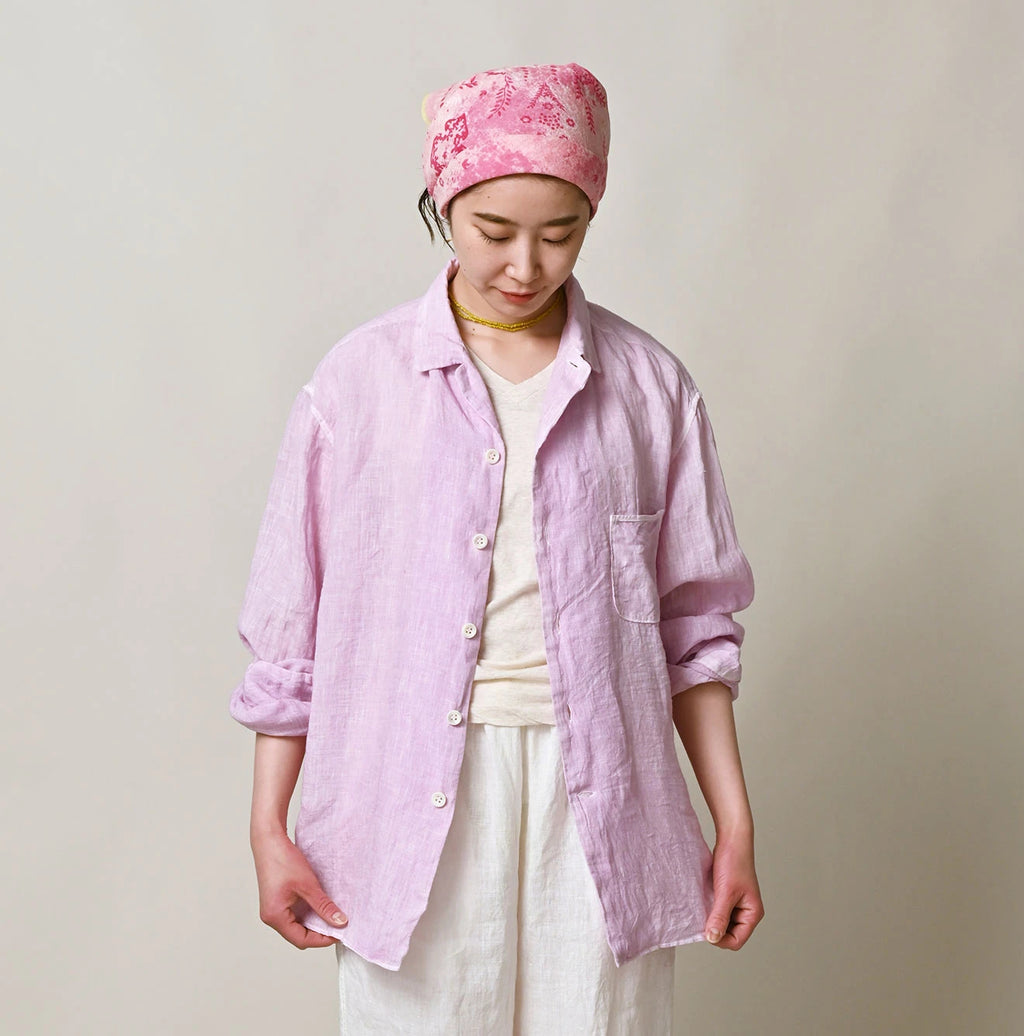 45 Plant Dyed Indian Linen 908 Marchal Shirt Female Model