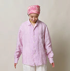 45 Plant Dyed Indian Linen 908 Marchal Shirt Female Model