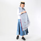 Indian Linen Hickory Embroidery Stole Female Model