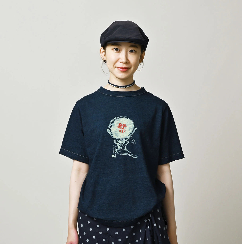 Su.zu.mi. Indigo Taiko-Yaro 908 45 Star T-Shirt