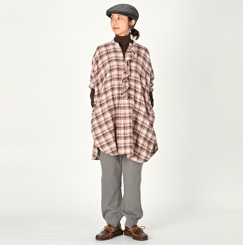 ONEONE Iroiro Indian Flannel Frill Tunic Female Model