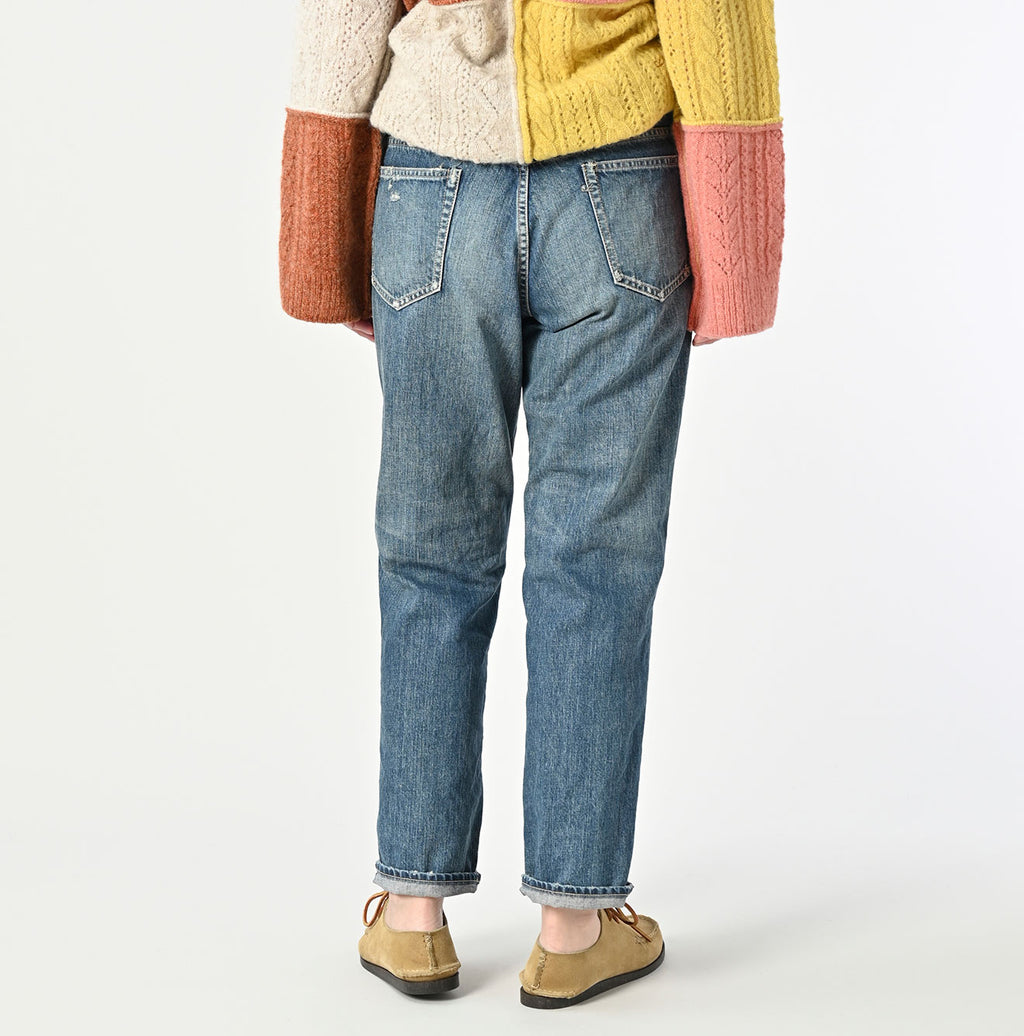Futatabi Rye Mugi Denim Crosby 5 Heavy A-Wash Female Model