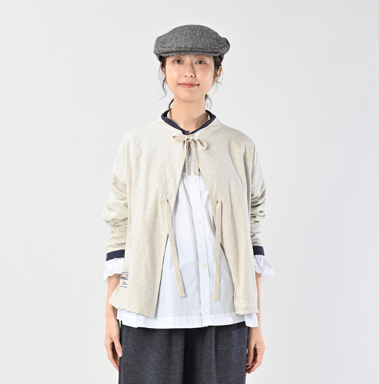 Zimbabwe Cotton Reversible Square Cardigan Female Model