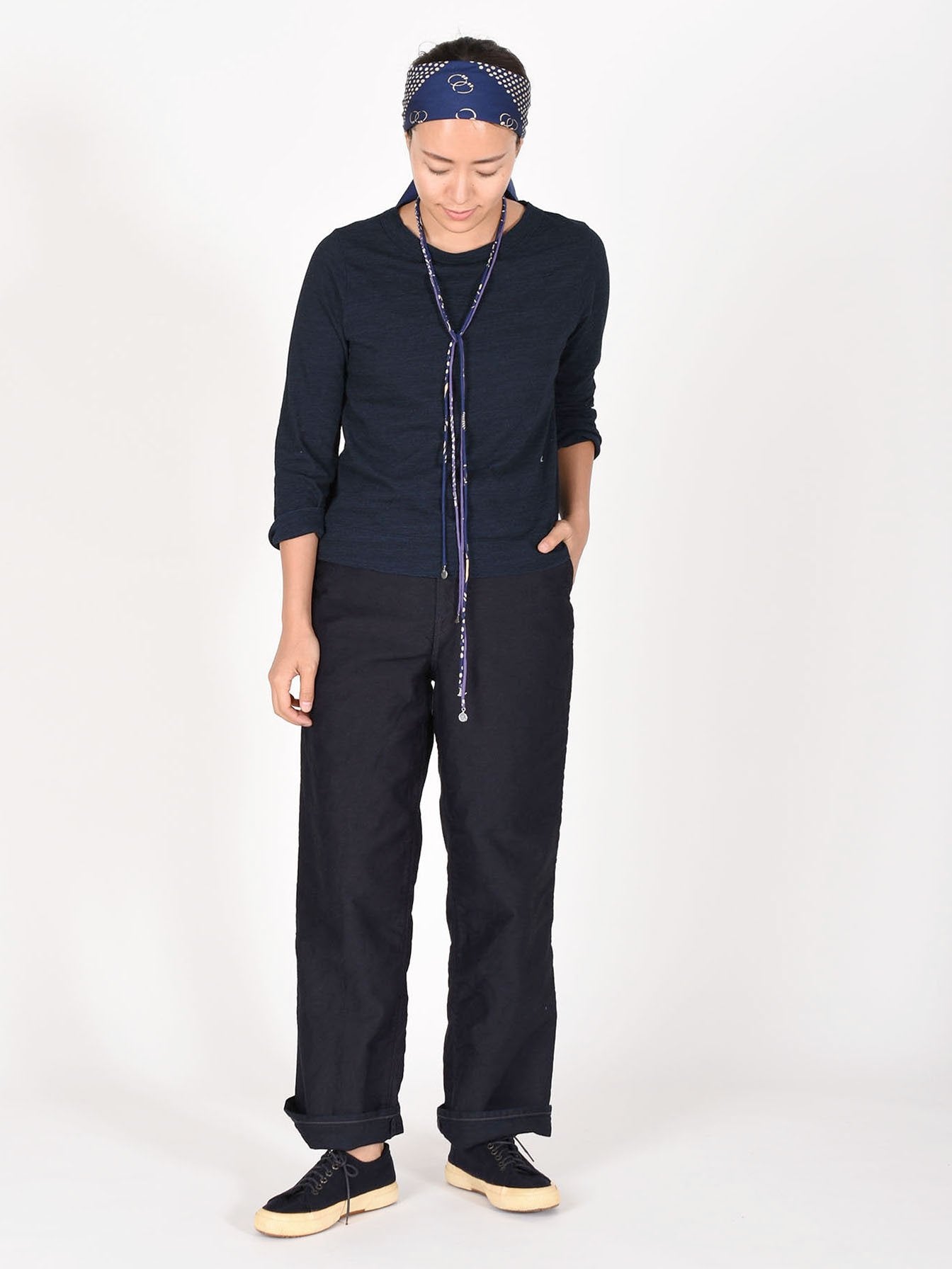 SA Indigo Zimba Cotton Square 3/4 Sleeve T-Shirt
