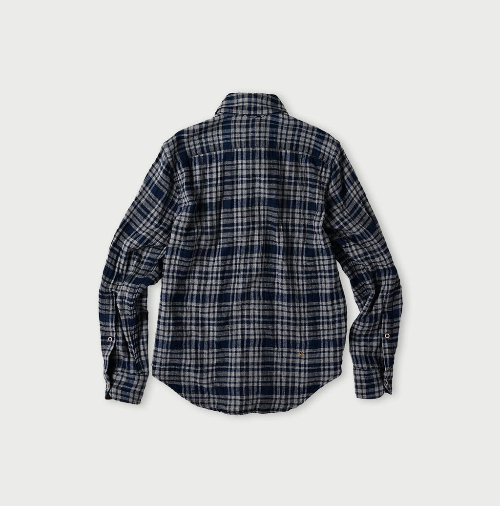 Indigo FuwaFuwa Double Woven 908 Lofer Shirt Back