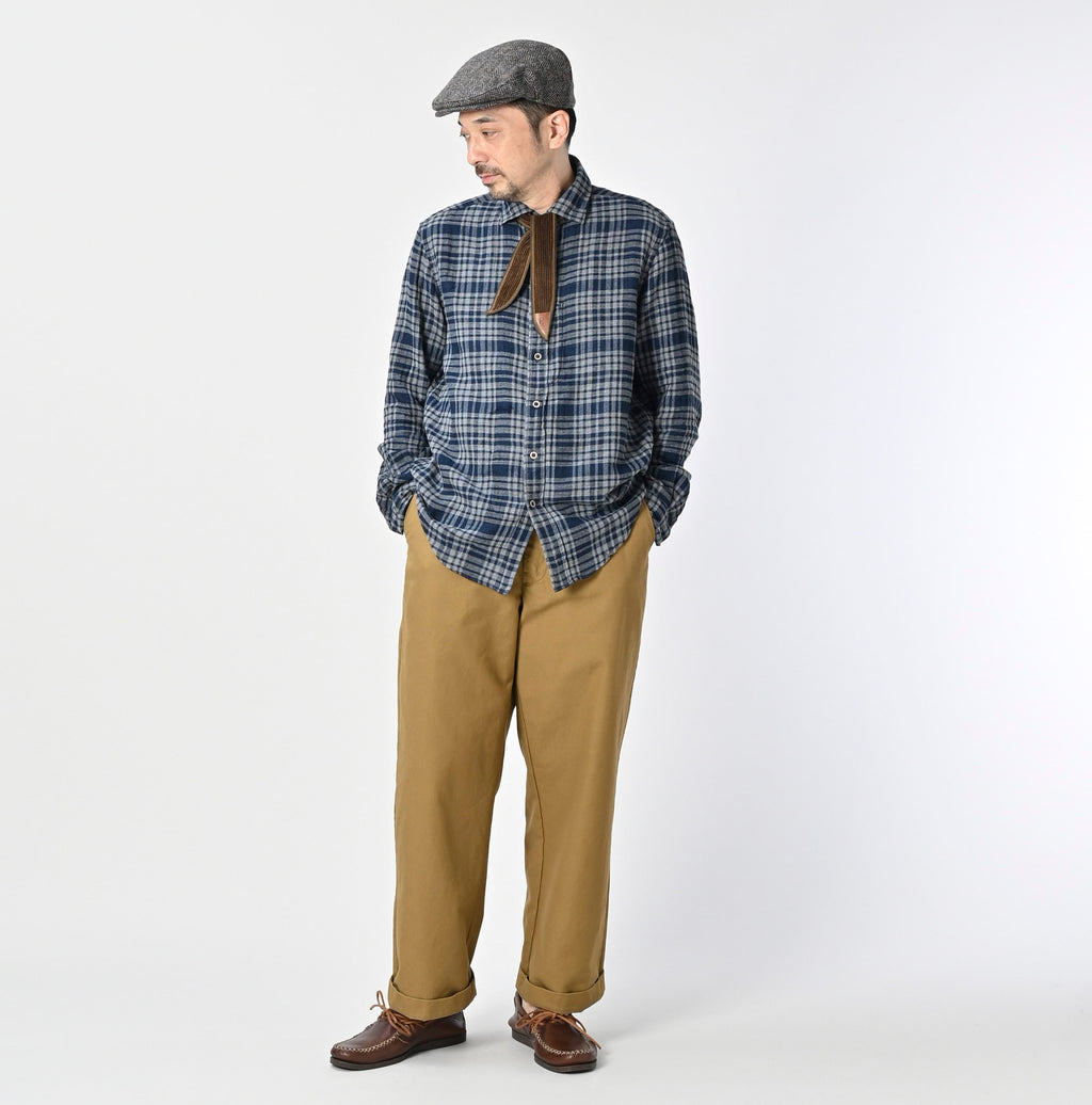 Indigo FuwaFuwa Double Woven 908 Lofer Shirt Male Model