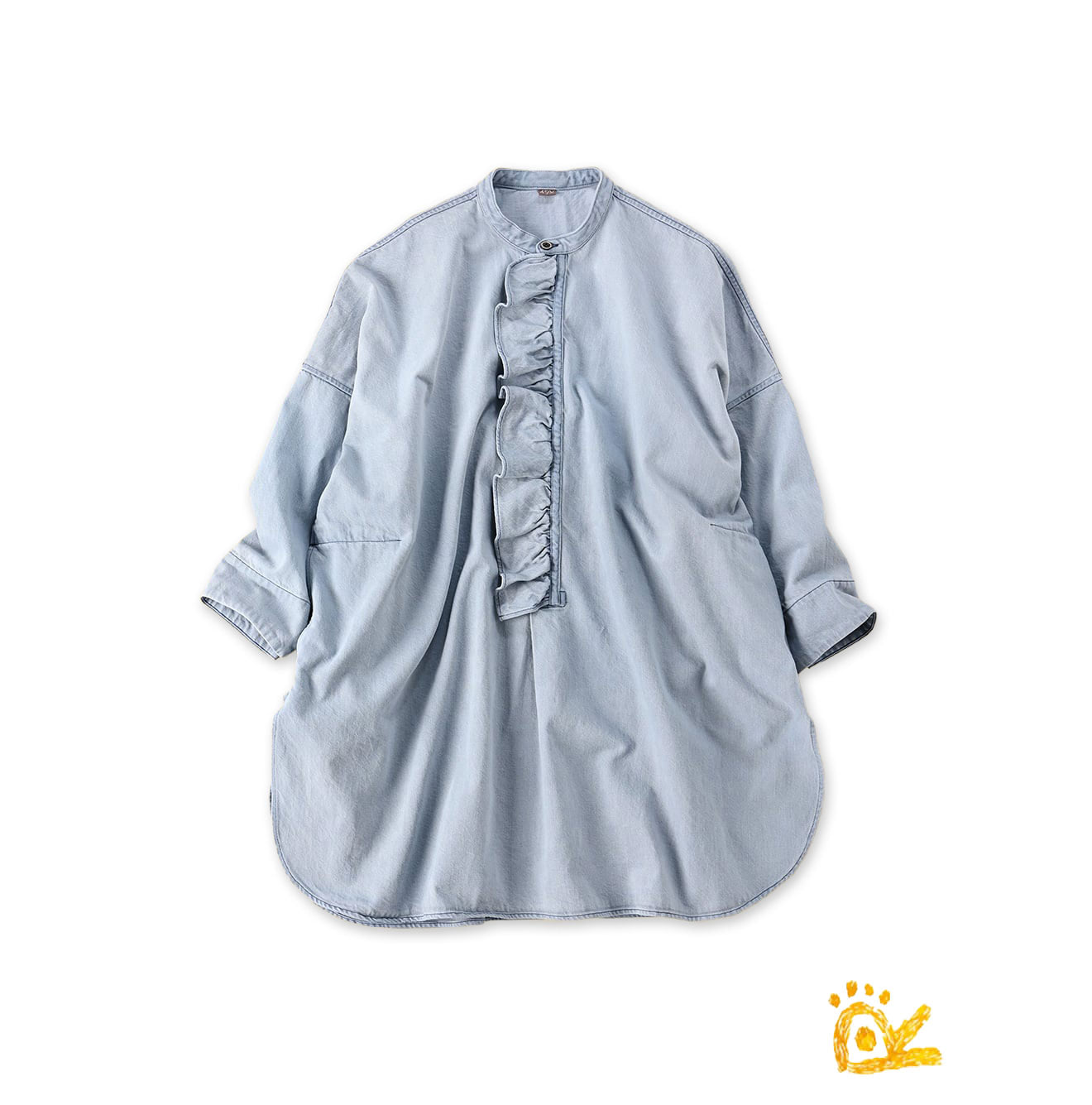 ONEONE Futatabi Okome Denim Frill Tunic Tan