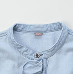 ONEONE Futatabi Okome Denim Frill Tunic Tan Detail