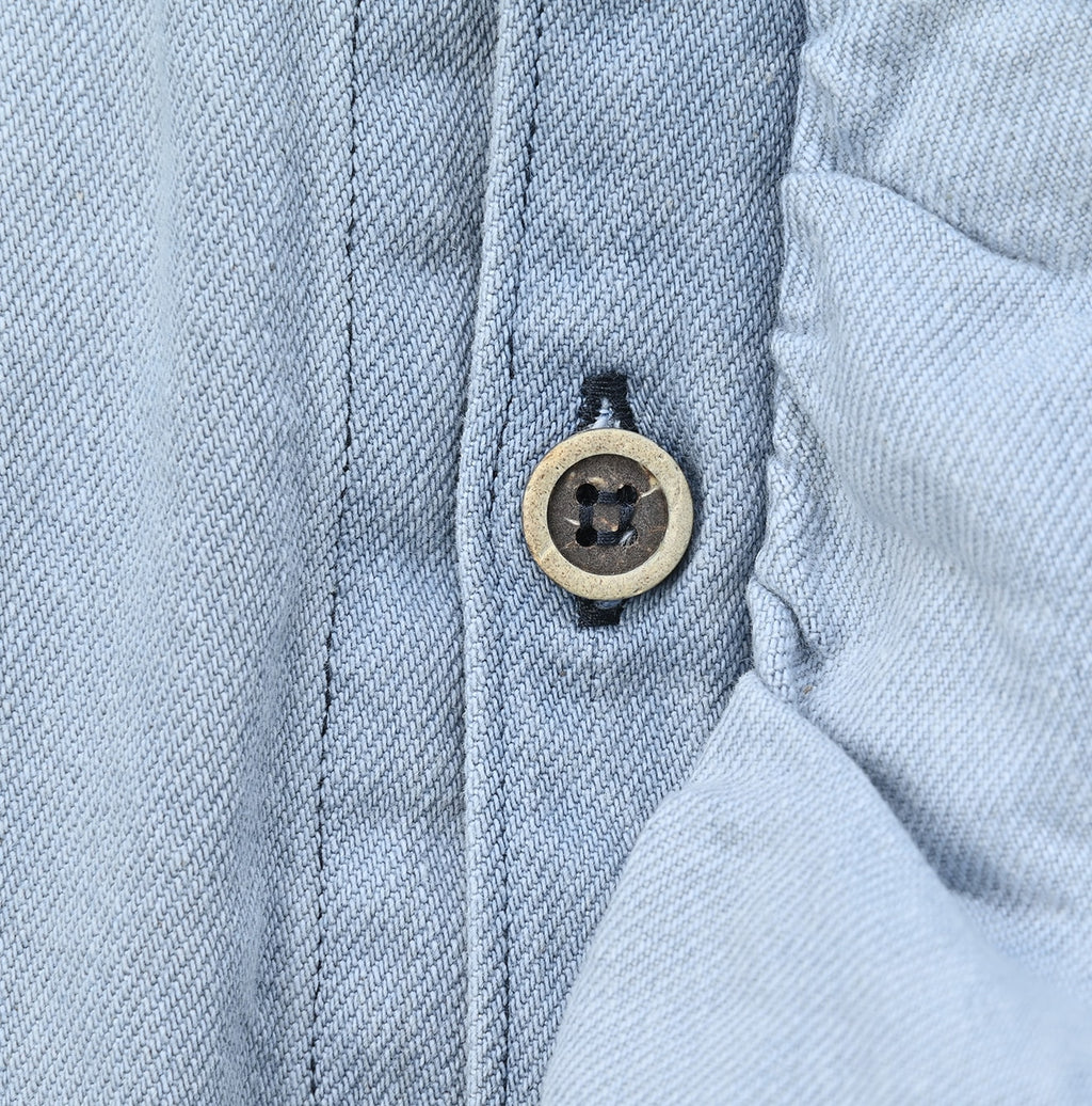 ONEONE Futatabi Okome Denim Frill Tunic Tan Detail