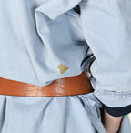 ONEONE Futatabi Okome Denim Frill Tunic Tan Detail