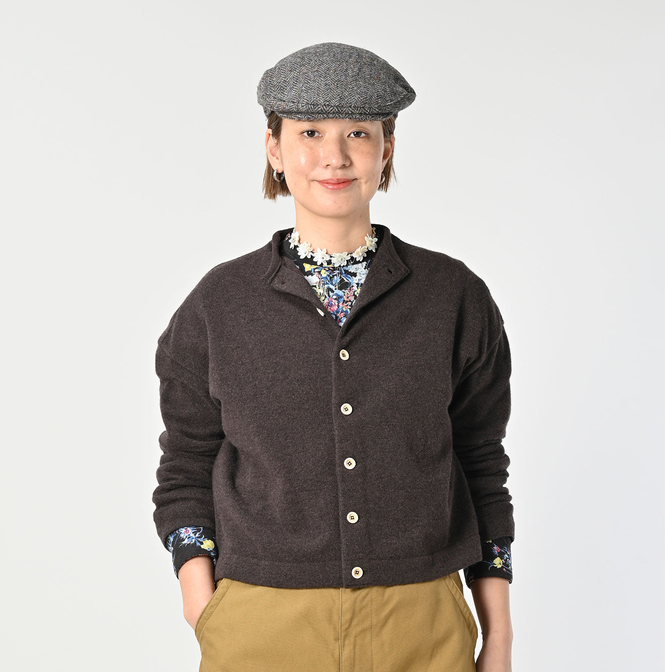 Cashmere Cardigan Female Model