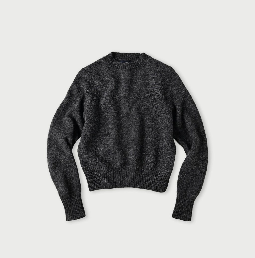Shetland Boiled Wool Sweater Charcoal