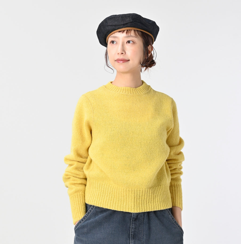 Shetland Boiled Wool Sweater Female Model