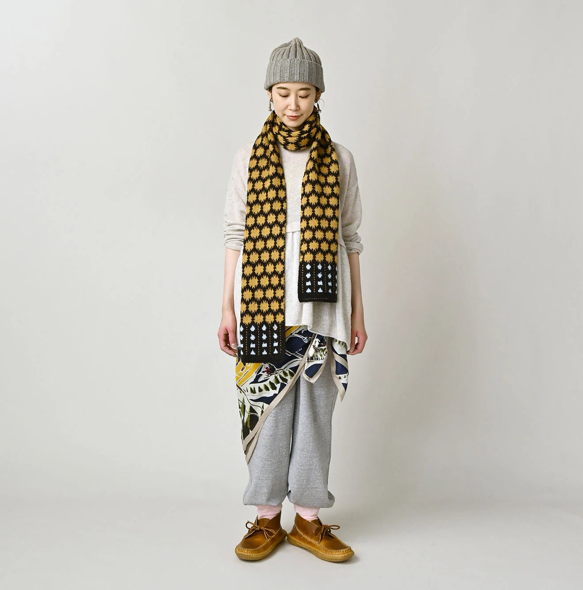Shetland SAIJIKI Chestnuts Komon Muffler