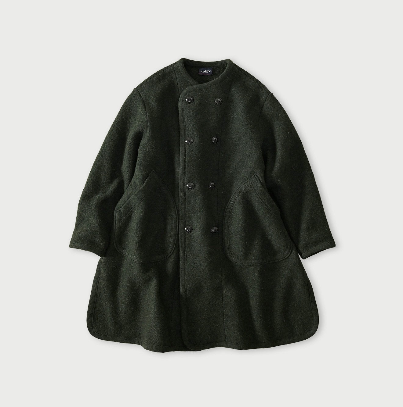 Boiled Wool Knit Tyrolean Coat Green Top