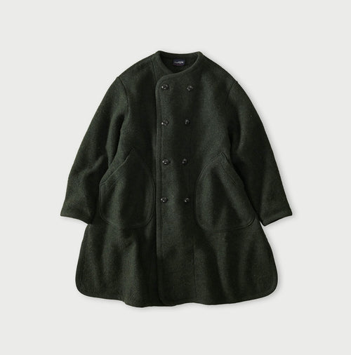 Boiled Wool Knit Tyrolean Coat Green Top