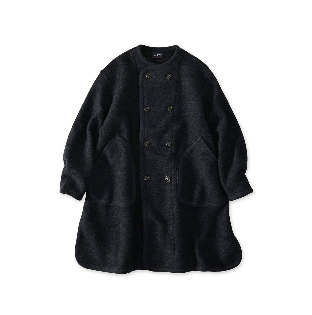 Boiled Wool Knit Tyrolean Coat Navy Top