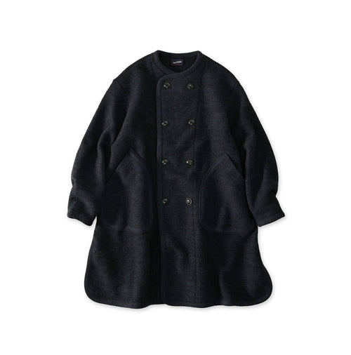 Boiled Wool Knit Tyrolean Coat Navy Top