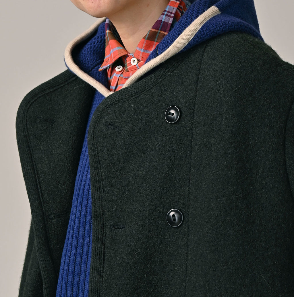 Boiled Wool Knit Tyrolean Coat Detail