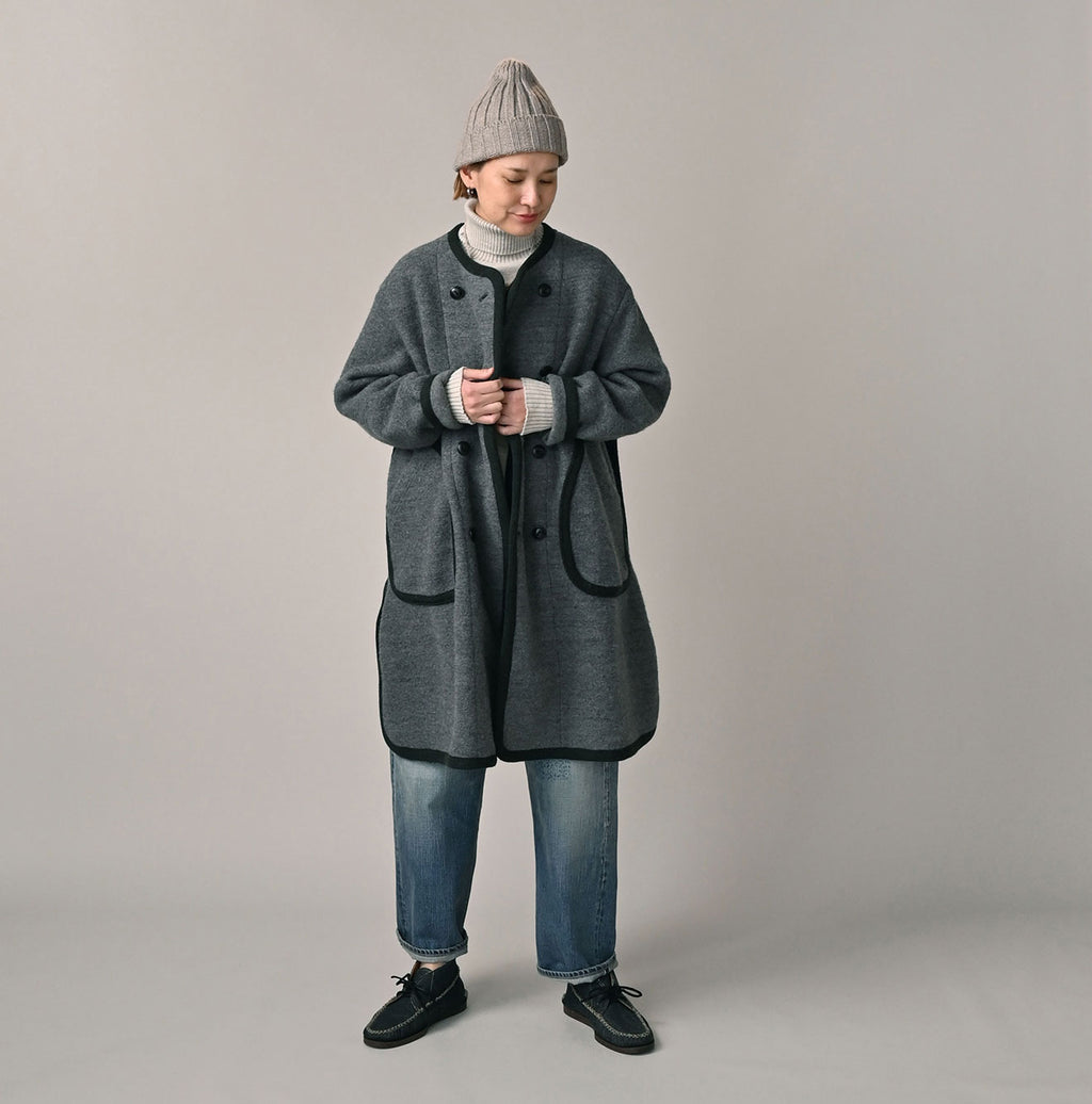 Crazy Boiled Wool Knit Tyrolean Coat Female Model